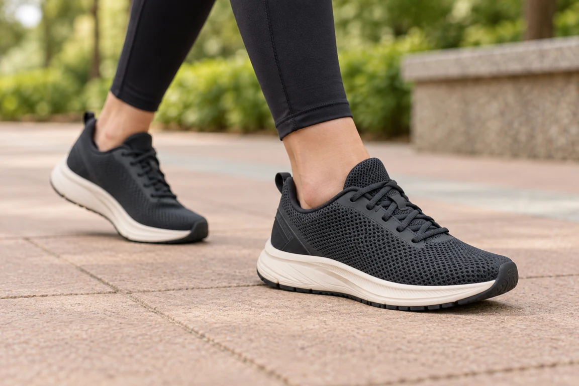 Illustrative everyday walking shot featuring the same shoes.