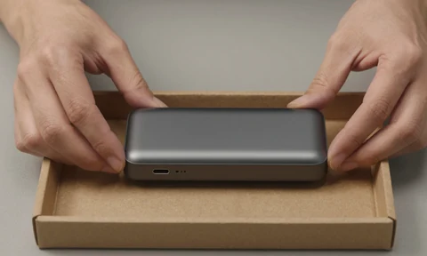 Illustrative unboxing of a generic phone power bank.